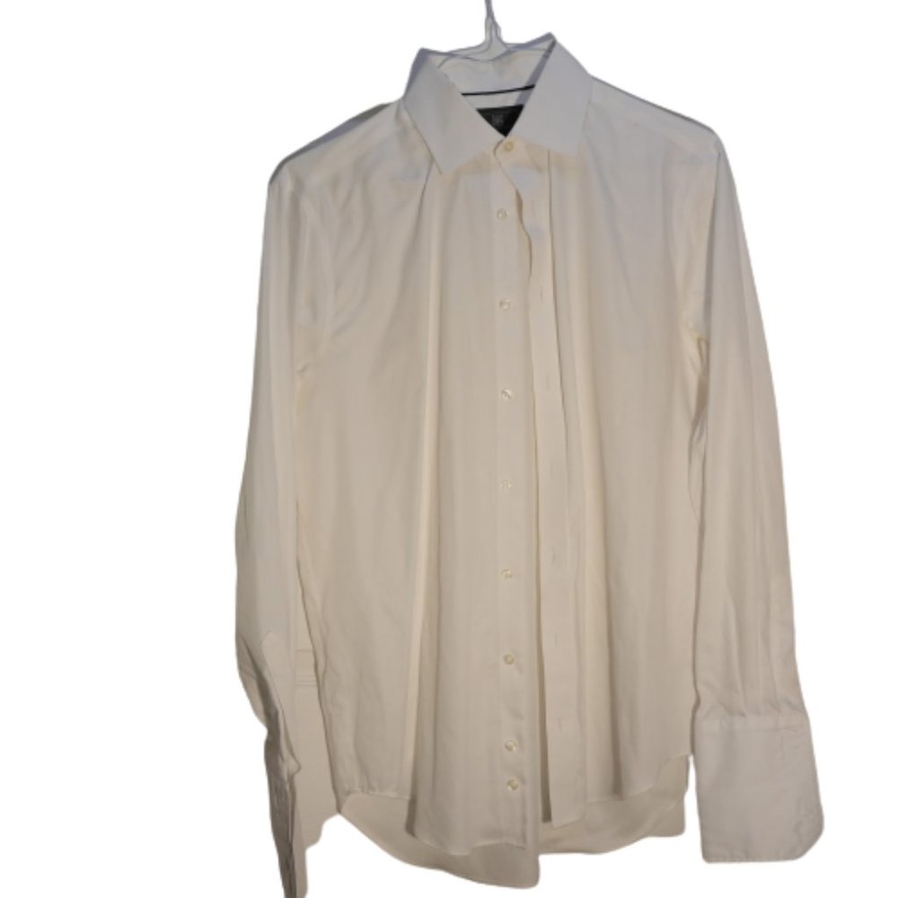 M&S Collection Mens Regular Fit Pure Cotton Solid Dress Shirt in White Size 15.5